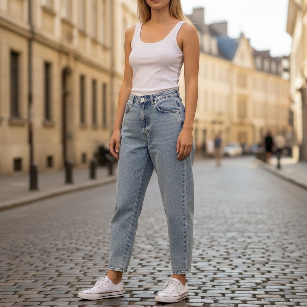 Madewell Baggy Straight Jeans Light Wash High Rise Denim Size 30 NM231
